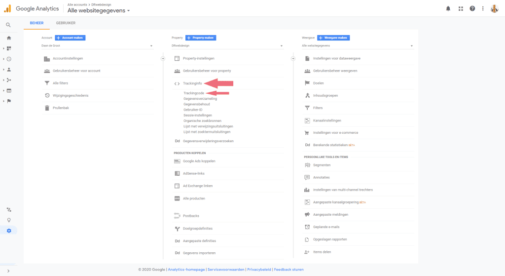 Google Analytics tracking-id vinden