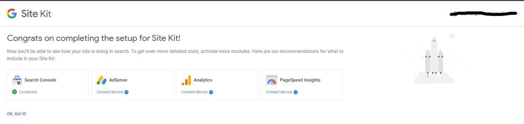 Google Site Kit Dashboard bovenkant